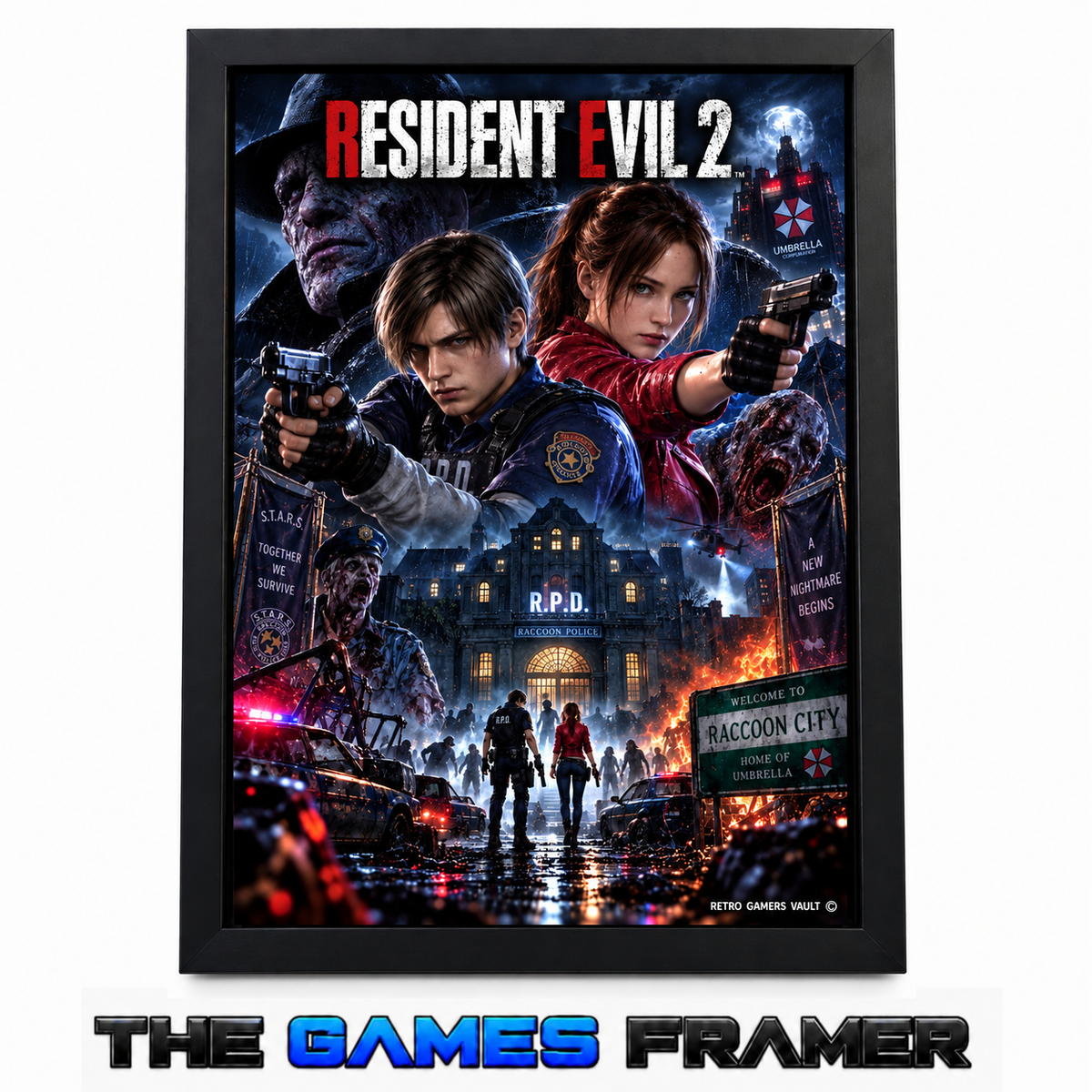 Resident Evil 2 Straight Mount Premium Quality Flat Frame