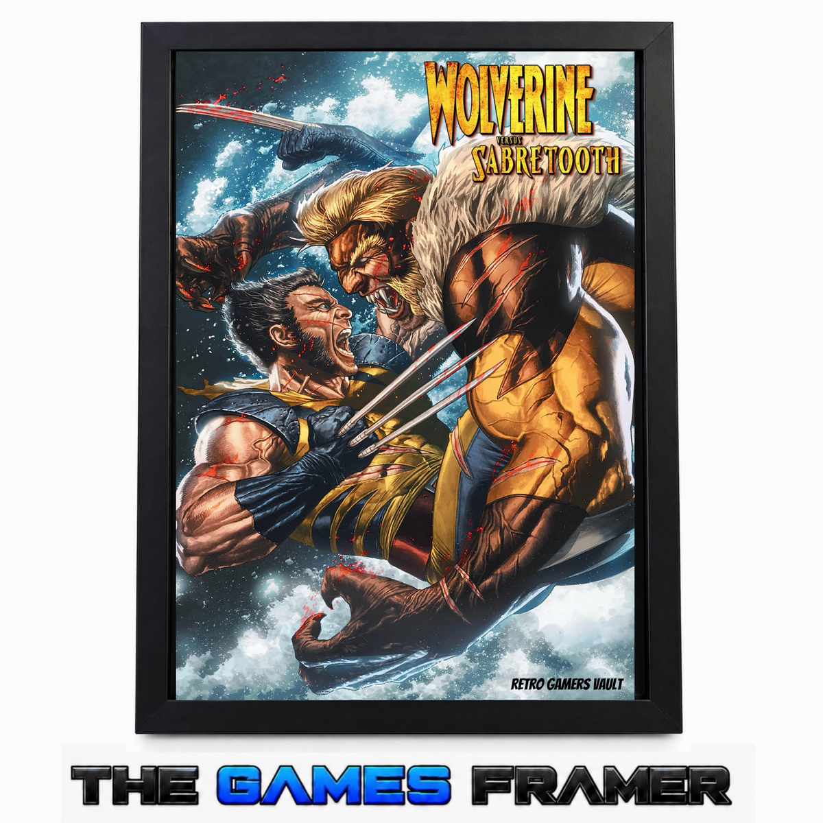 Wolverine vs Sabretooth Raging Straight Mount Premium Quality Flat Frame