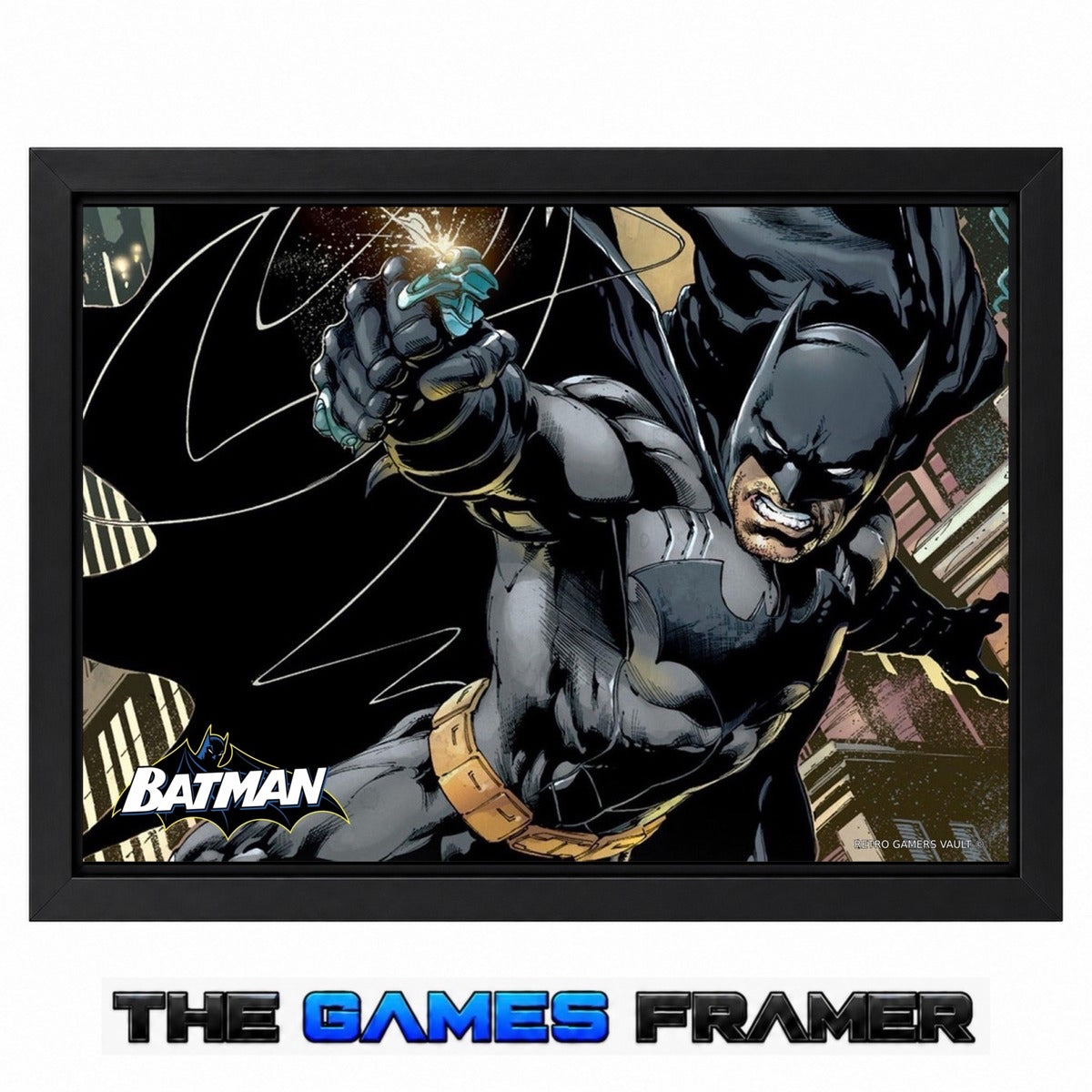 Batman City Grapple Straight Mount Premium Quality Flat Frame