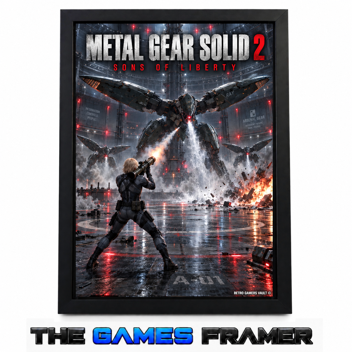 Metal Gear Solid 2 SOL 2 Straight Mount Premium Quality Flat Frame