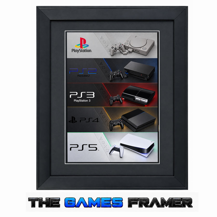 Playstaion Evolution Framed Art Print - 5 Choices Professional Mount