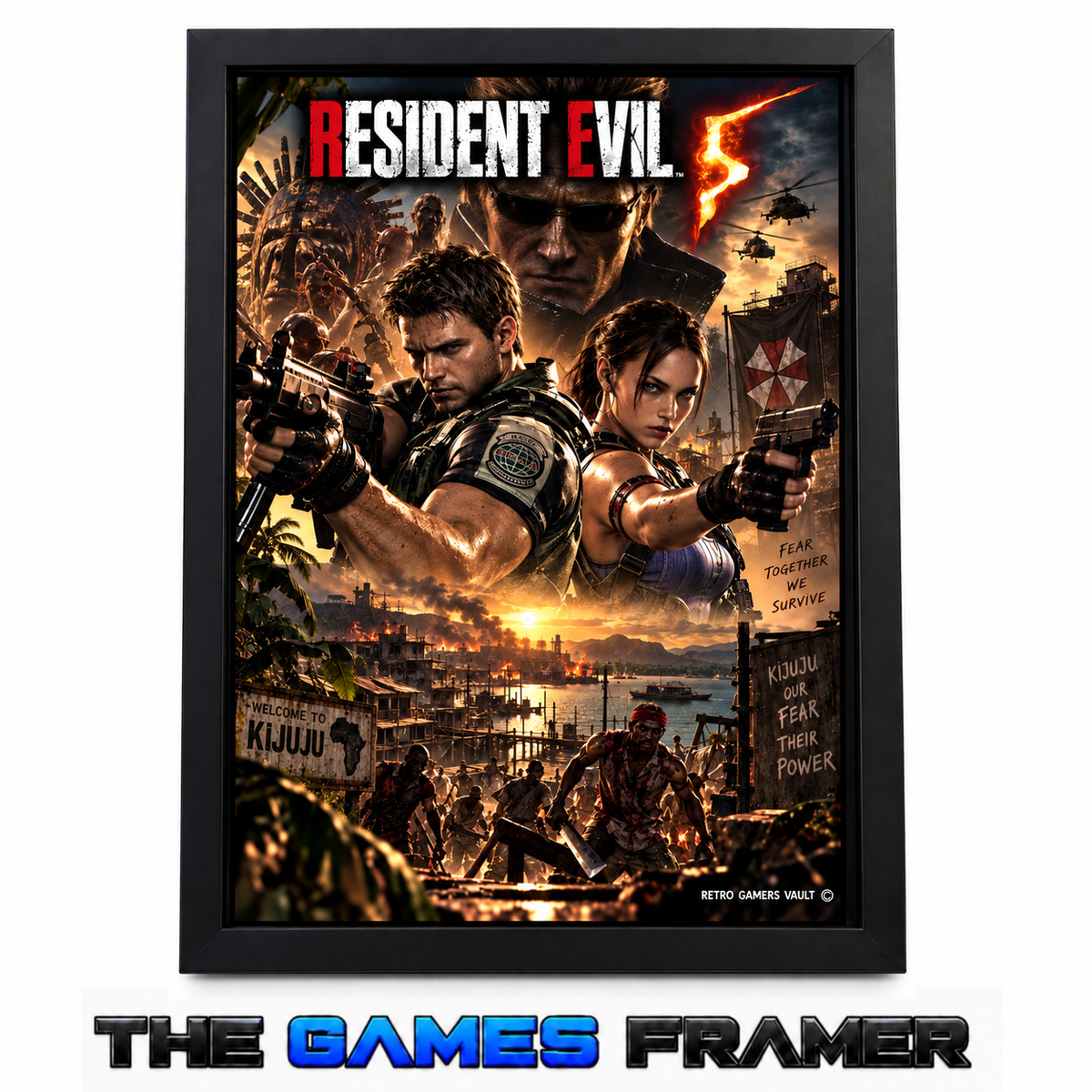 Resident Evil 5 Straight Mount Premium Quality Flat Frame