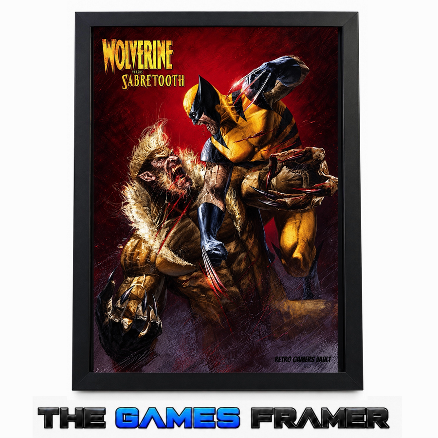 Wolverine vs Sabretooth Death From Above Straight Mount Premium Quality Flat Frame