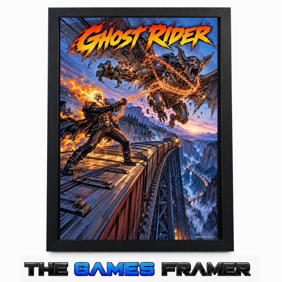Ghost Rider Train Battle Straight Mount Premium Quality Flat Frame