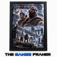 God of War kratos & Atreus  Straight Mount Premium Quality Flat Frame