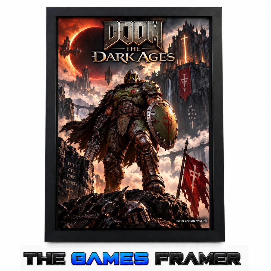 Doom The Dark Ages Straight Mount Premium Quality Flat Frame
