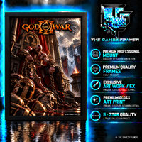 God of War Kratos on the Throne Straight Mount Premium Quality Flat Frame