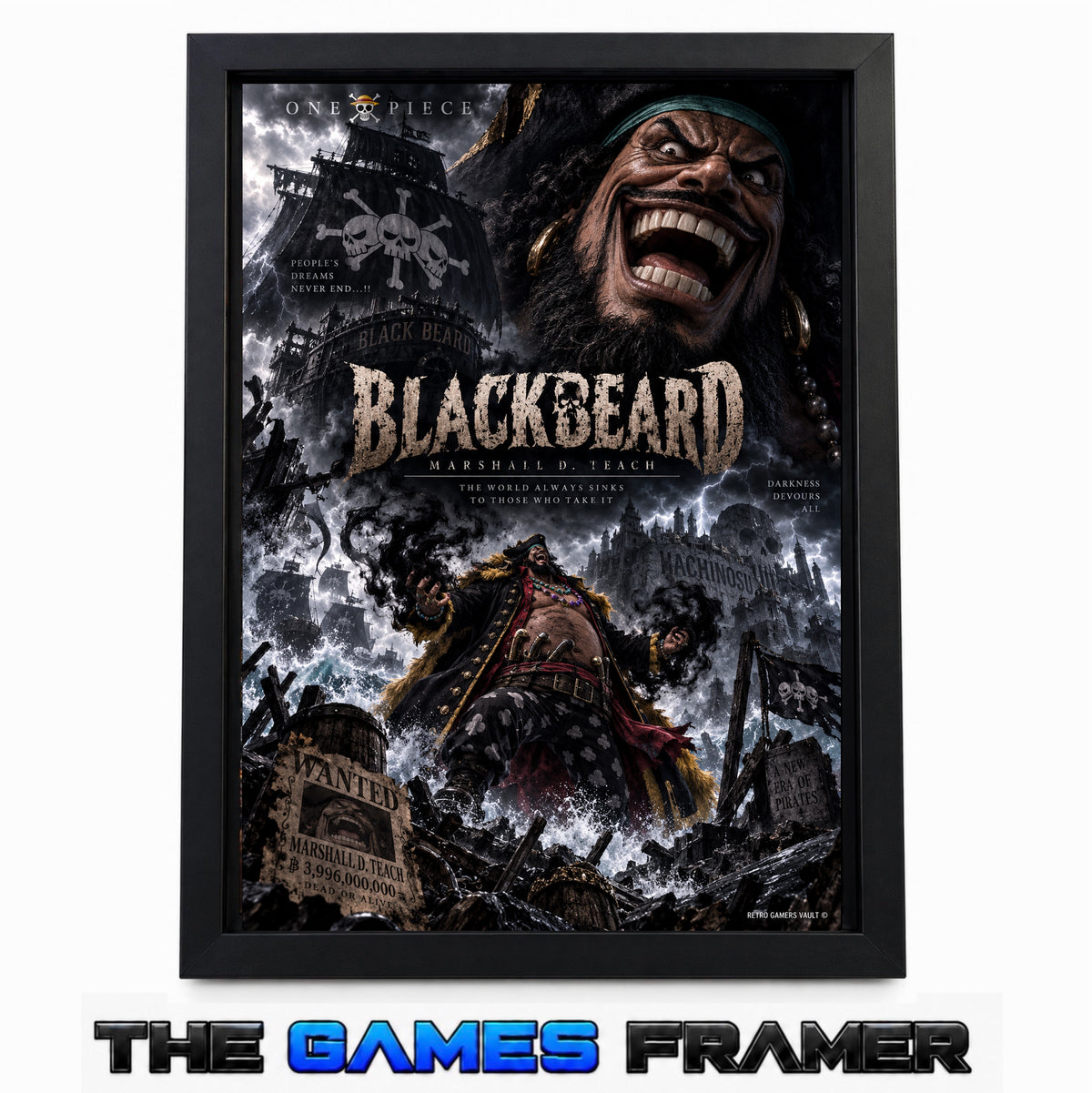 One Piece Blackbeard Straight Mount Premium Quality Frame