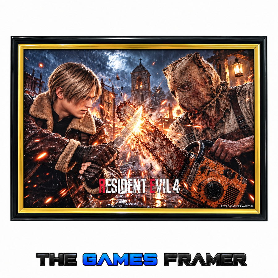 Resident Evil 4 Gold  Flat Straight Mount Premium Quality Flat Frame