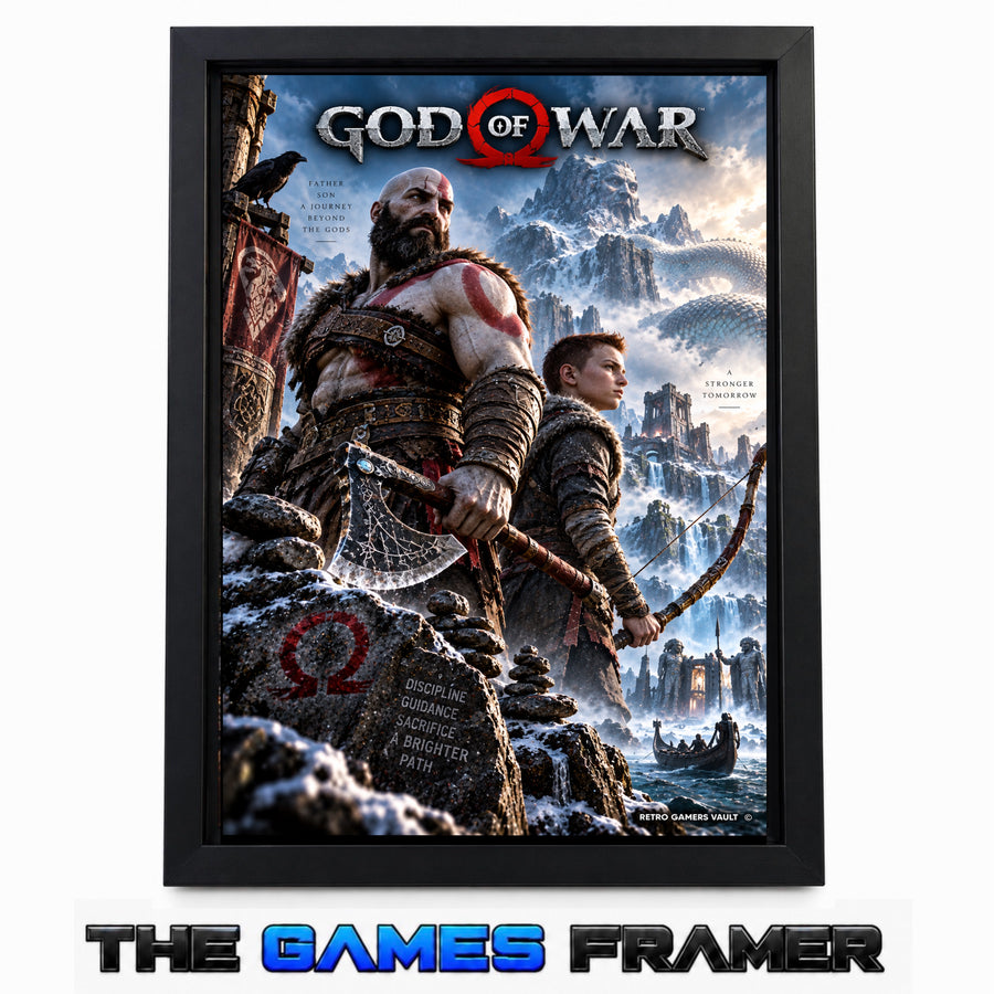 God of War PS4 Straight Mount Premium Quality Flat Frame