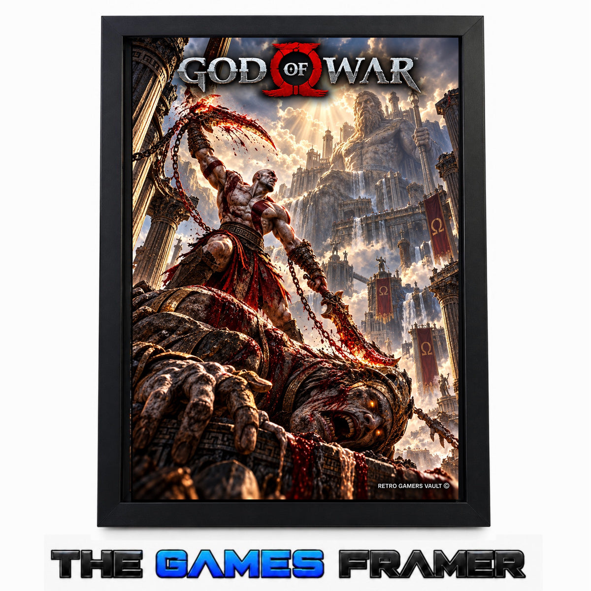 God of War I am Kratos Straight Mount Premium Quality Flat Frame