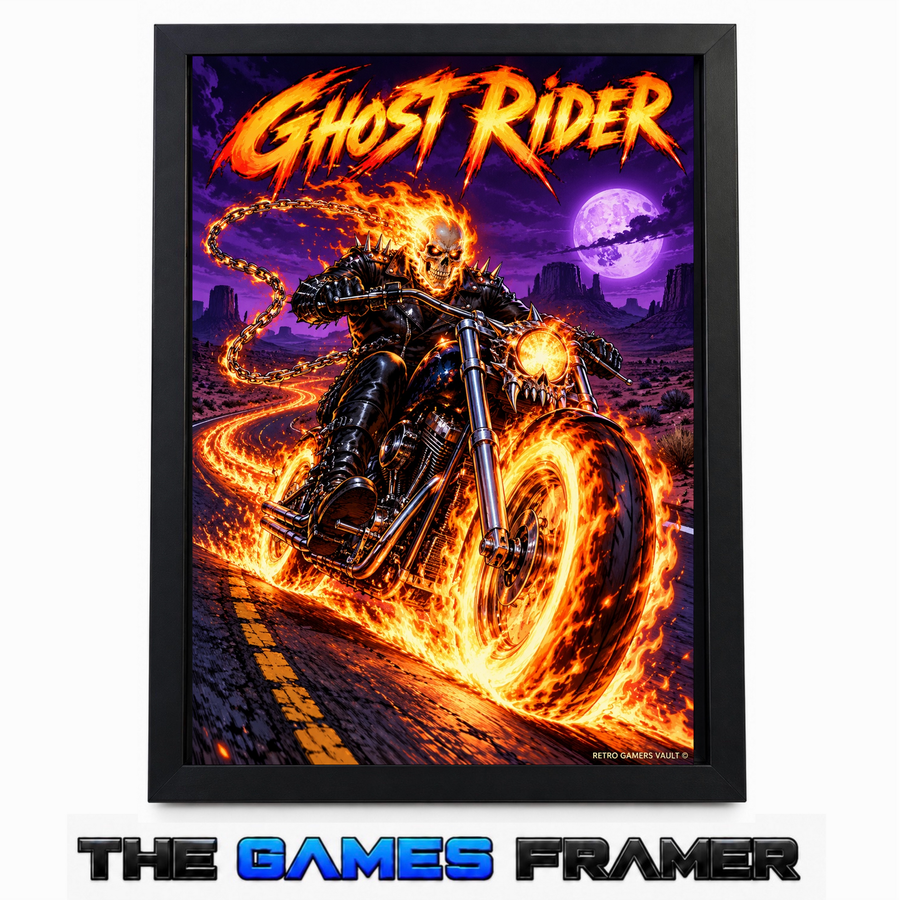 Ghost Rider Lets Ride  Battle Straight Mount Premium Quality Flat Frame