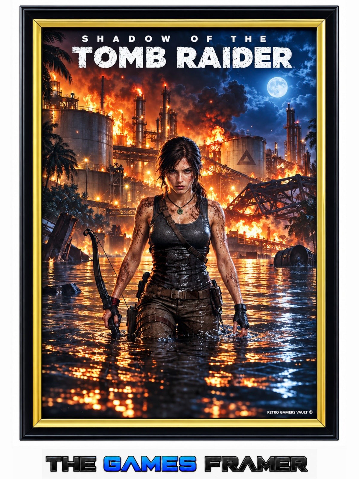 Tomb Raider Lara Croft Straight Mount Premium Quality Flat Frame