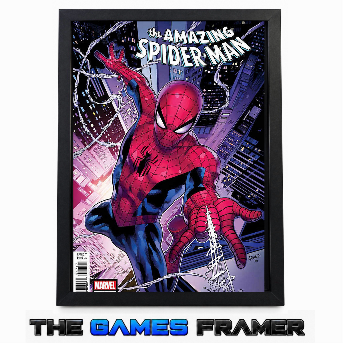 The Amazing Spiderman Cover  Straight Mount Premium Quality Flat Frame