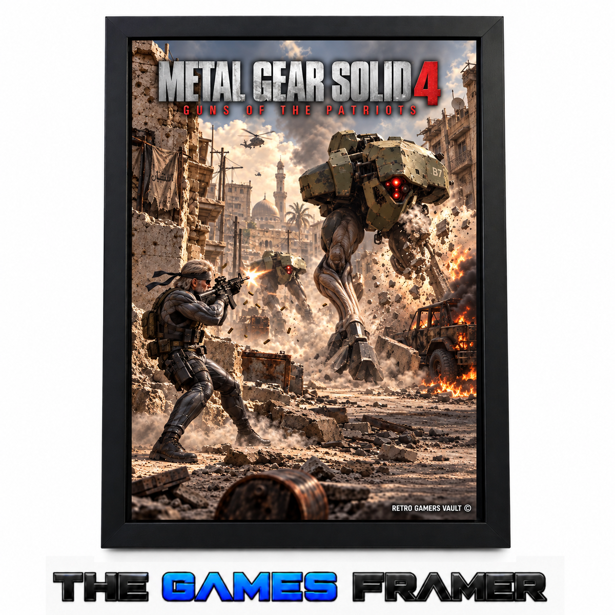 Metal Gear Solid 4 GOTP Straight Mount Premium Quality Flat Frame