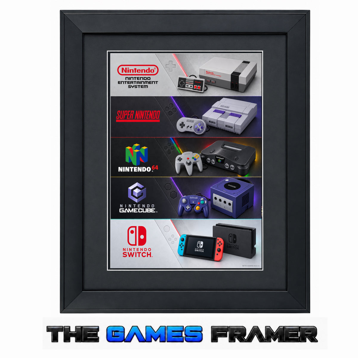 Nintendo Evolution Framed Art Print - 5 Choices Professional Mount
