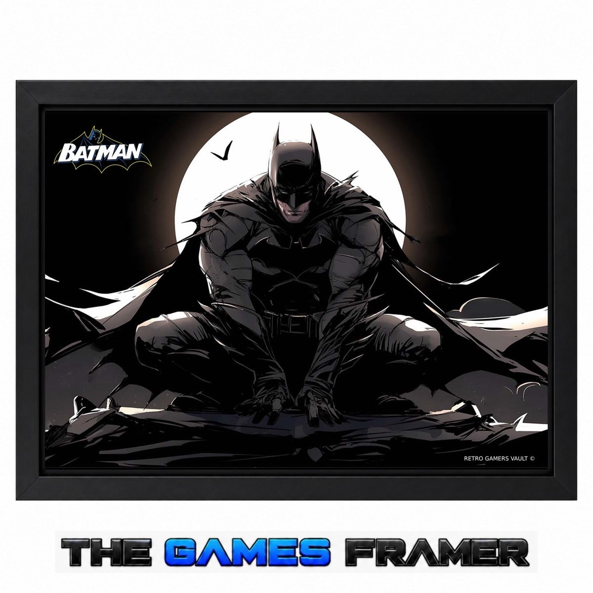 Batman The Darkest of Night  Straight Mount Premium Quality Flat Frame
