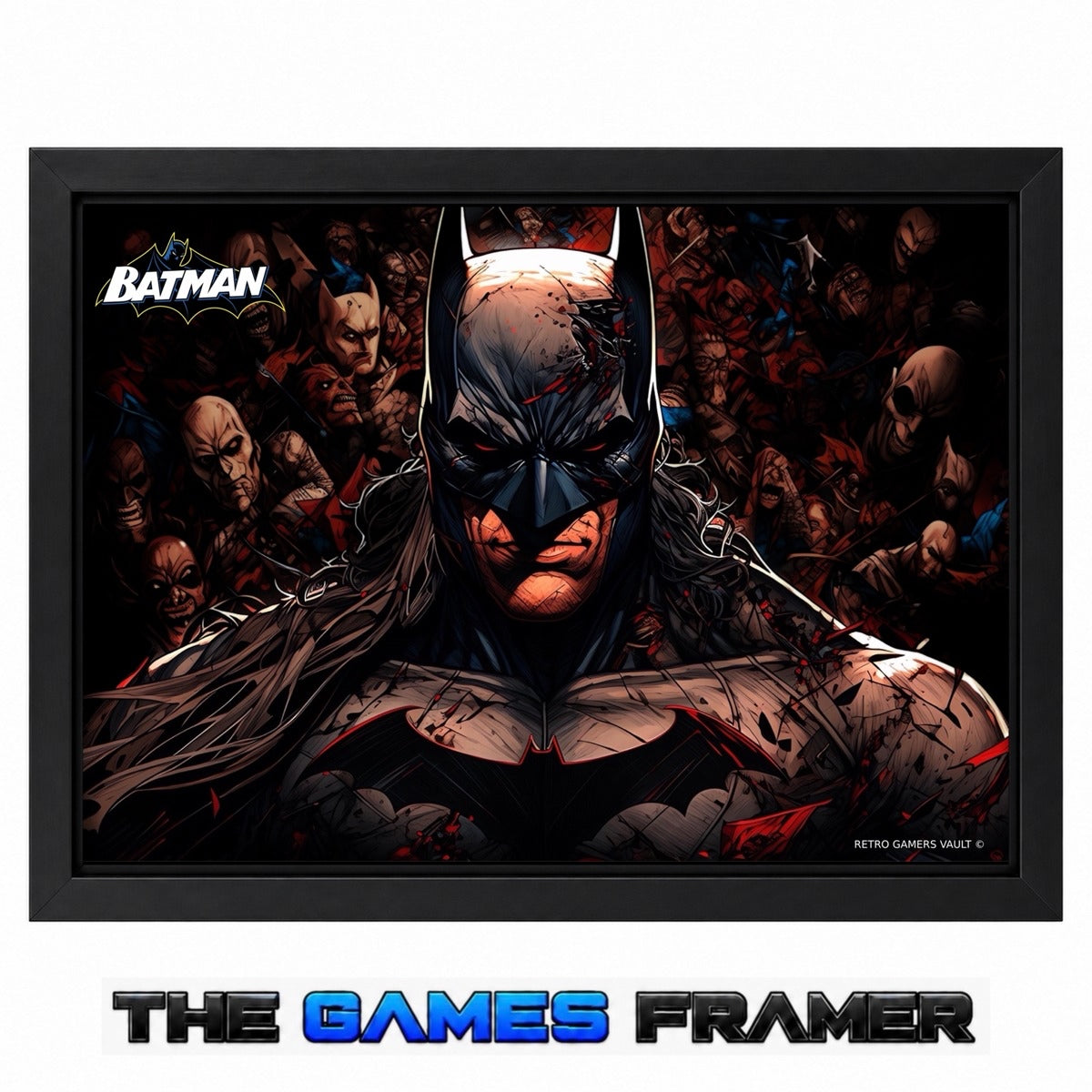 Batman Gotham City Nightmare Dark Knight Straight Mount Premium Quality Flat Frame