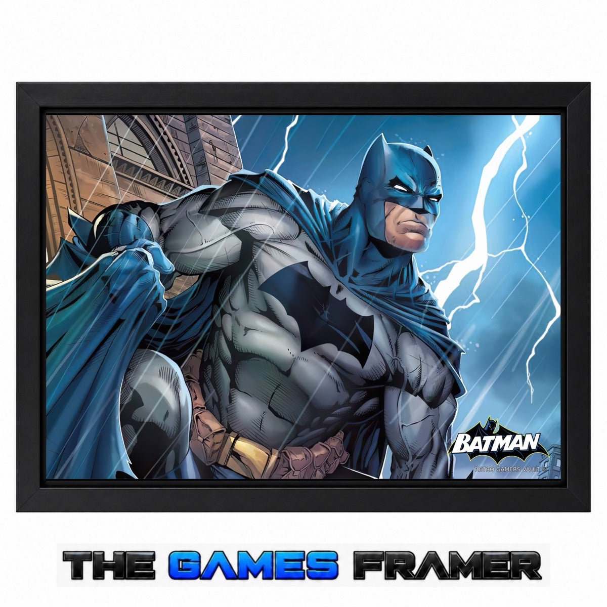 Batman Gotham City Storm Straight Mount Premium Quality Flat Frame