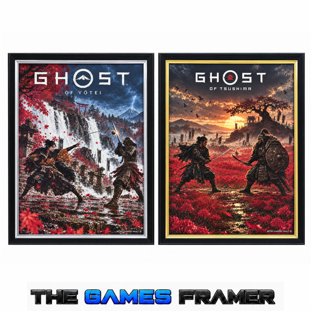 Ghost of Tsushima & Ghost Of Yotei Straight Mount Premium Quality Flat Frame