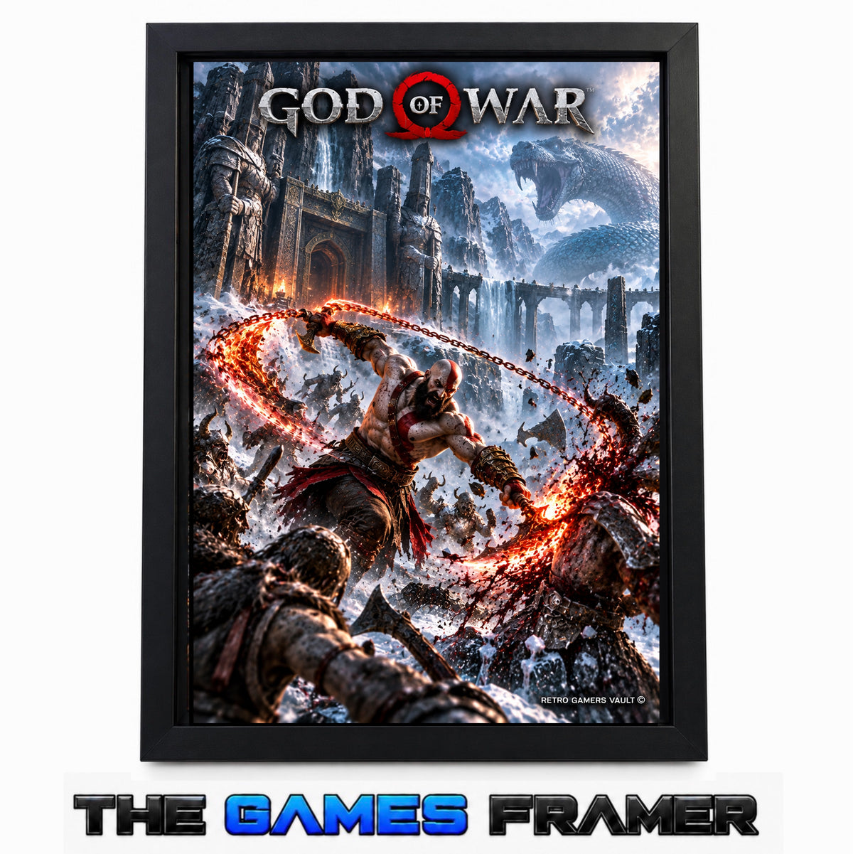 God of War Chains of Chaos  Mount Premium Quality Flat Frame