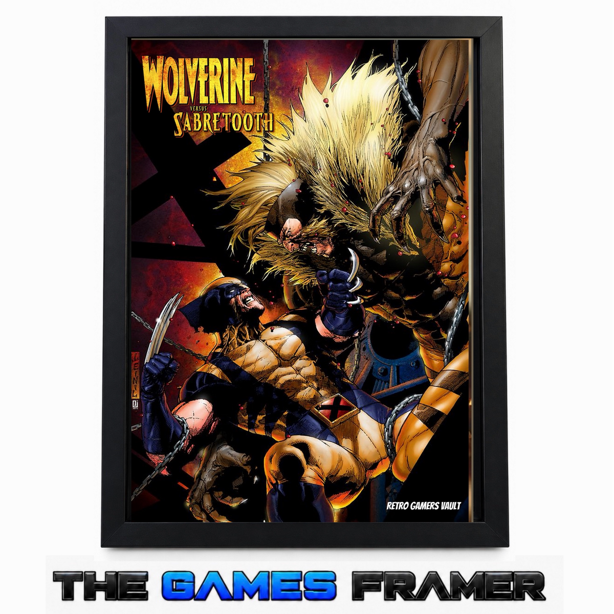 Wolverine vs Sabretooth Unleashed Straight Mount Premium Quality Flat Frame