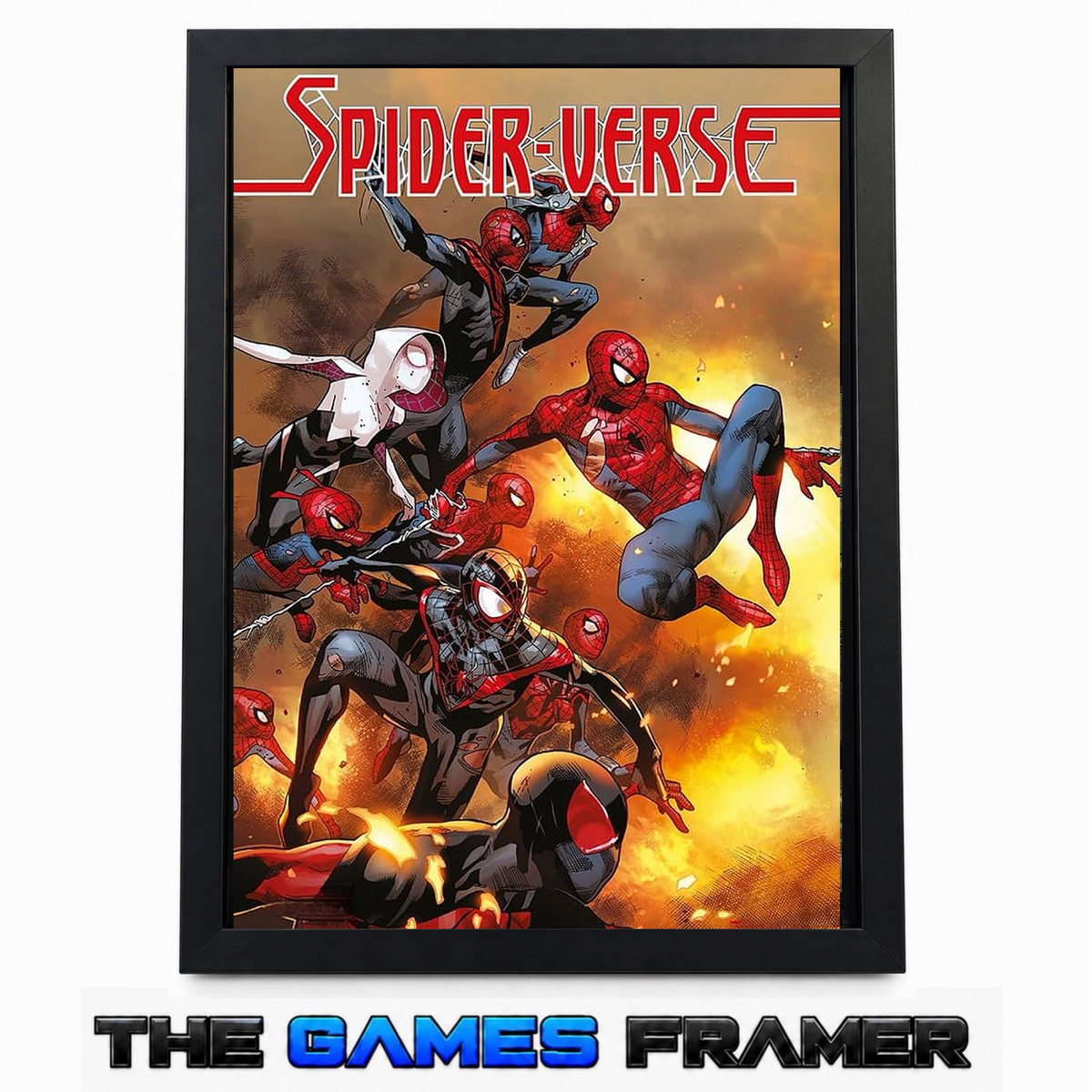 Spiderman Spiderverse Straight Mount Premium Quality Flat Frame