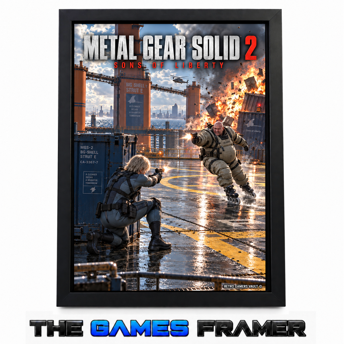 Metal Gear Solid 2 SOL 7 Straight Mount Premium Quality Flat Frame