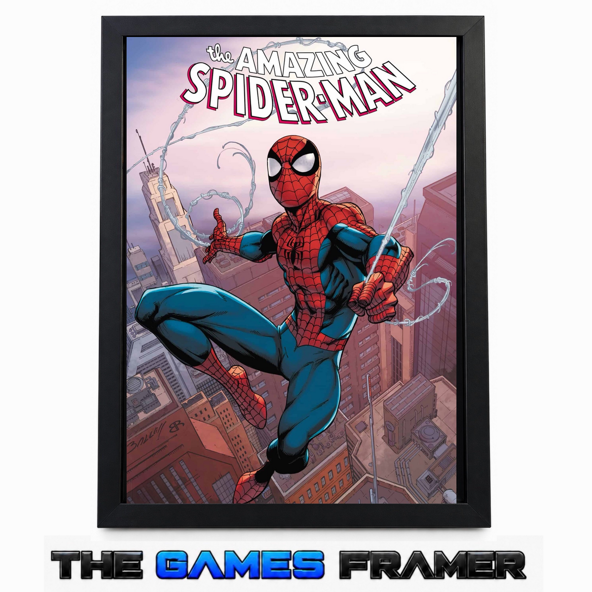 The Amazing Spiderman A New Day Straight Mount Premium Quality Flat Frame