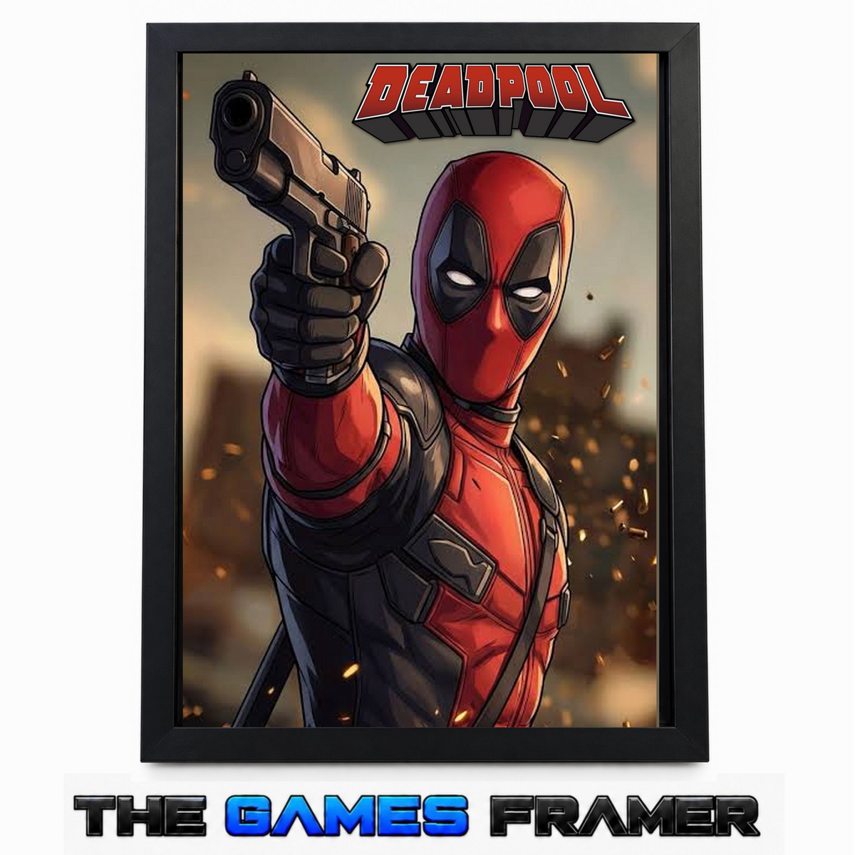 Deadpool comic Straight Mount Premium Quality Flat Frame