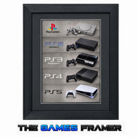 Playstaion Evolution Framed Art Print - 5 Choices Professional Mount