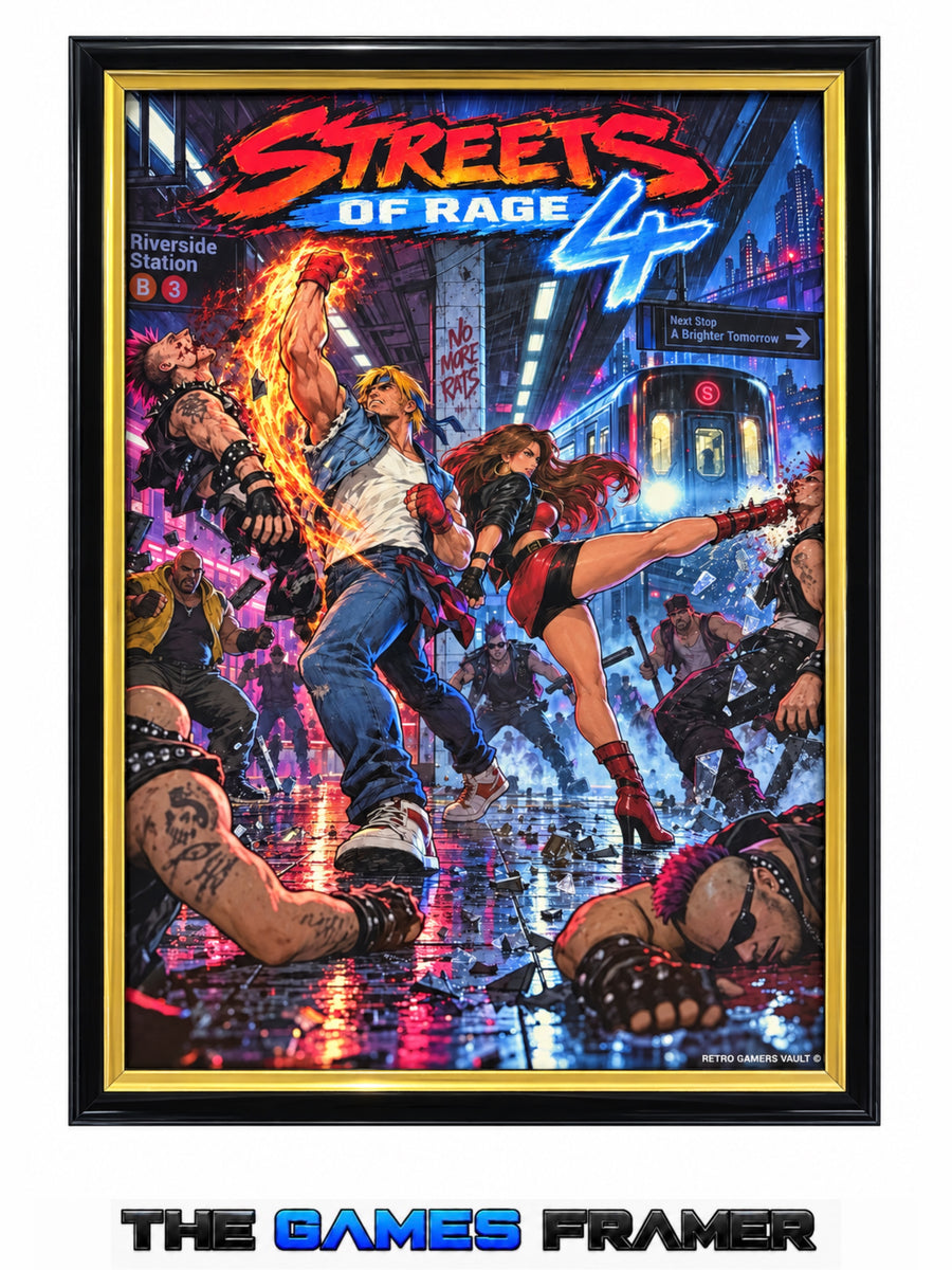 Street of Rage 4 Bare Knuckle Straight Mount Premium Quality Flat Frame