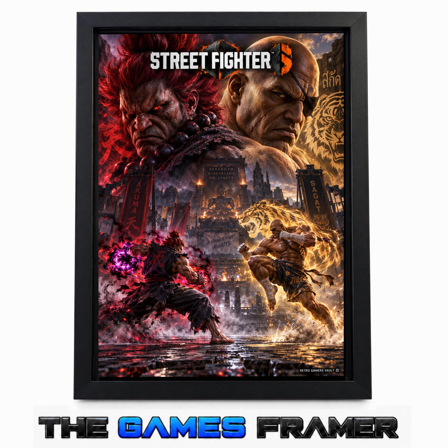 Street Fighter 6 Akuma vs Sagot Straight Mount Premium Quality Flat Frame