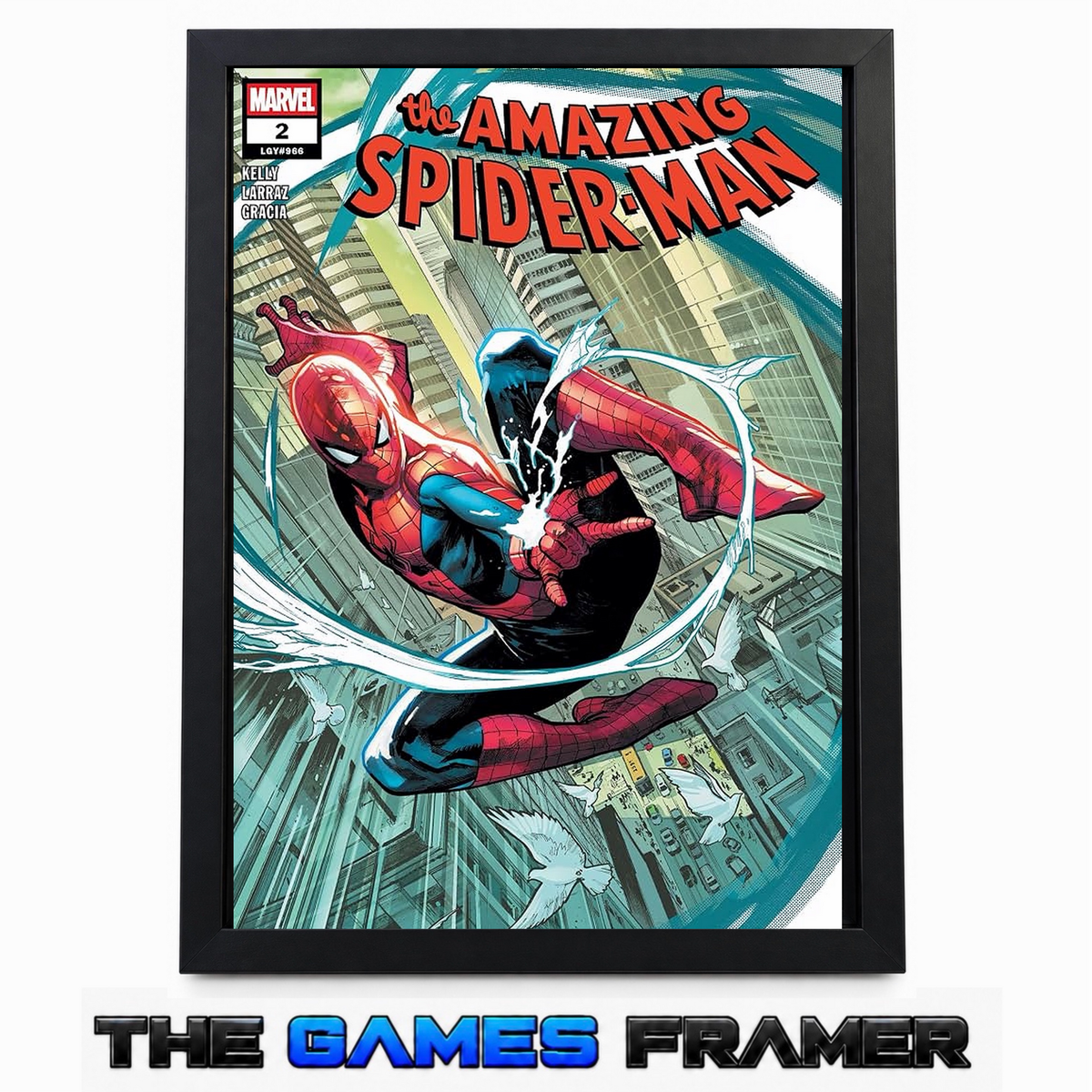 Spiderman Comic Cover Issue 2 Straight Mount Premium Quality Flat Frame