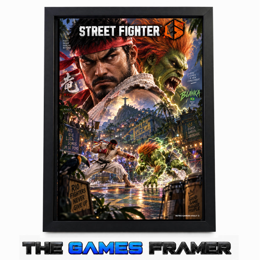 Street Fighter 6 Ryu vs Blanka Straight Mount Premium Quality Flat Frame