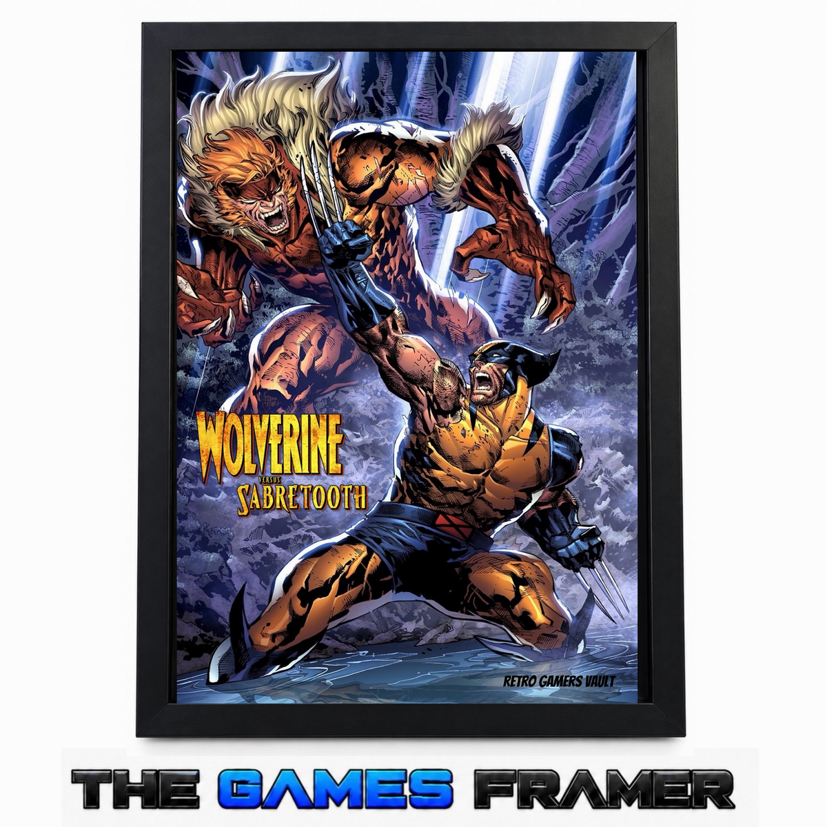 Wolverine vs Sabretooth Rage Battles Straight Mount Premium Quality Flat Frame