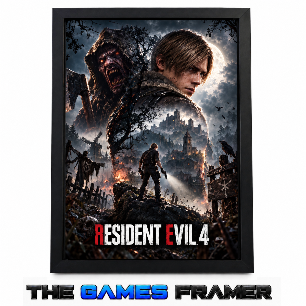 Resident Evil 4 Leon Straight Mount Premium Quality Flat Frame