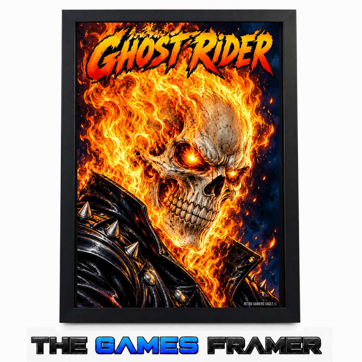 Ghost Rider Soul Stare Straight Mount Premium Quality Flat Frame