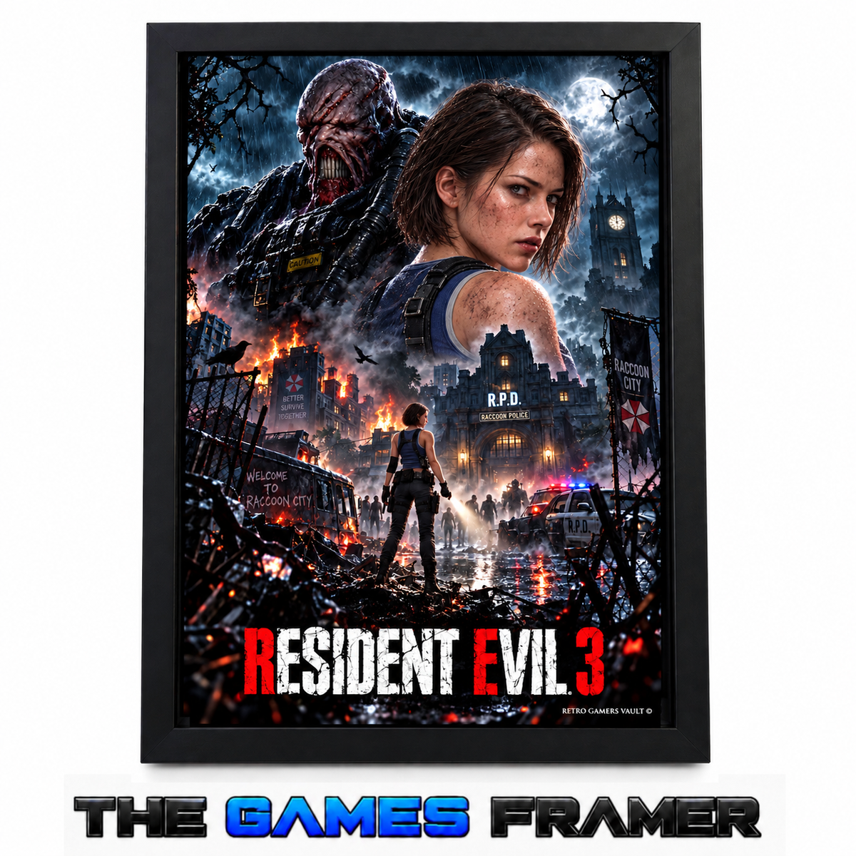 Resident Evil 3 Straight Mount Premium Quality Flat Frame