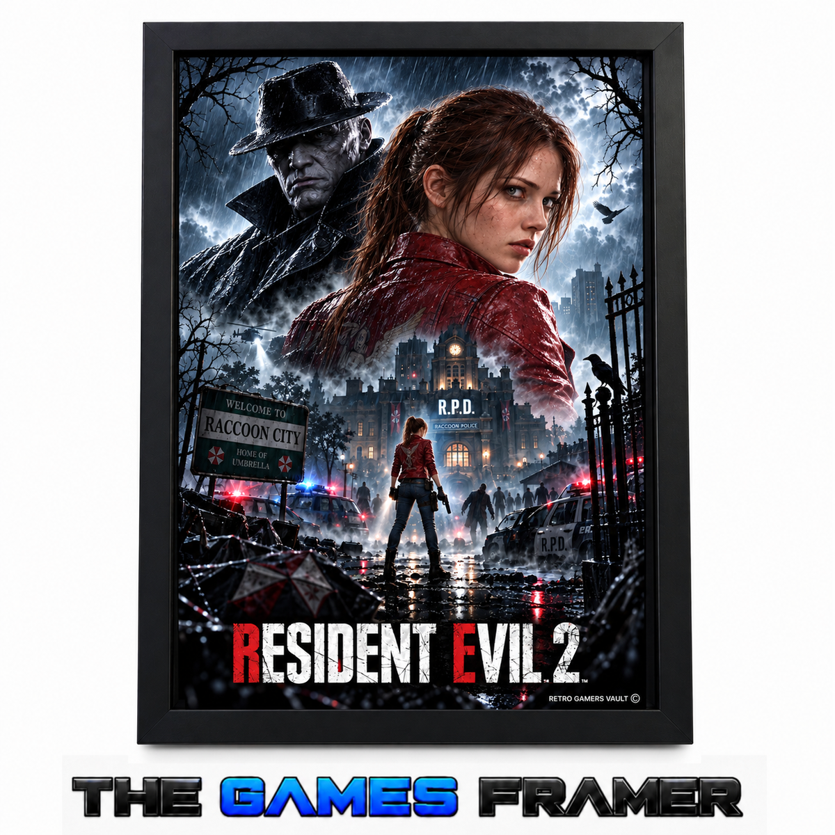 Resident Evil 2 Claire Redfeild  Straight Mount Premium Quality Flat Frame