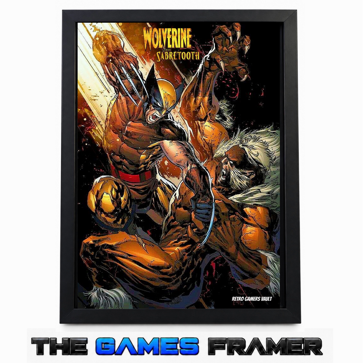 Wolverine vs Sabretooth Animal Instincts Straight Mount Premium Quality Flat Frame