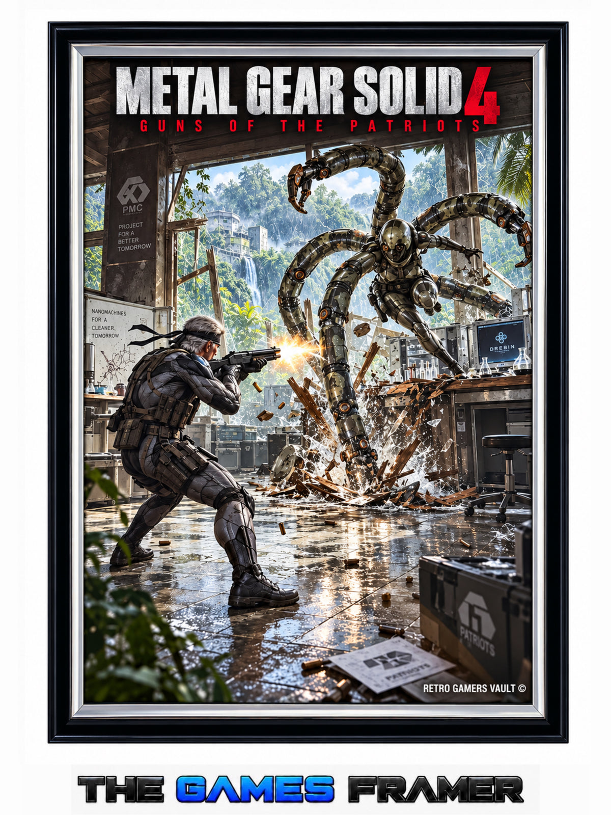 Metal Gear Solid 4 Guns of Patriots Straight Mount Premium Quality Flat Frame