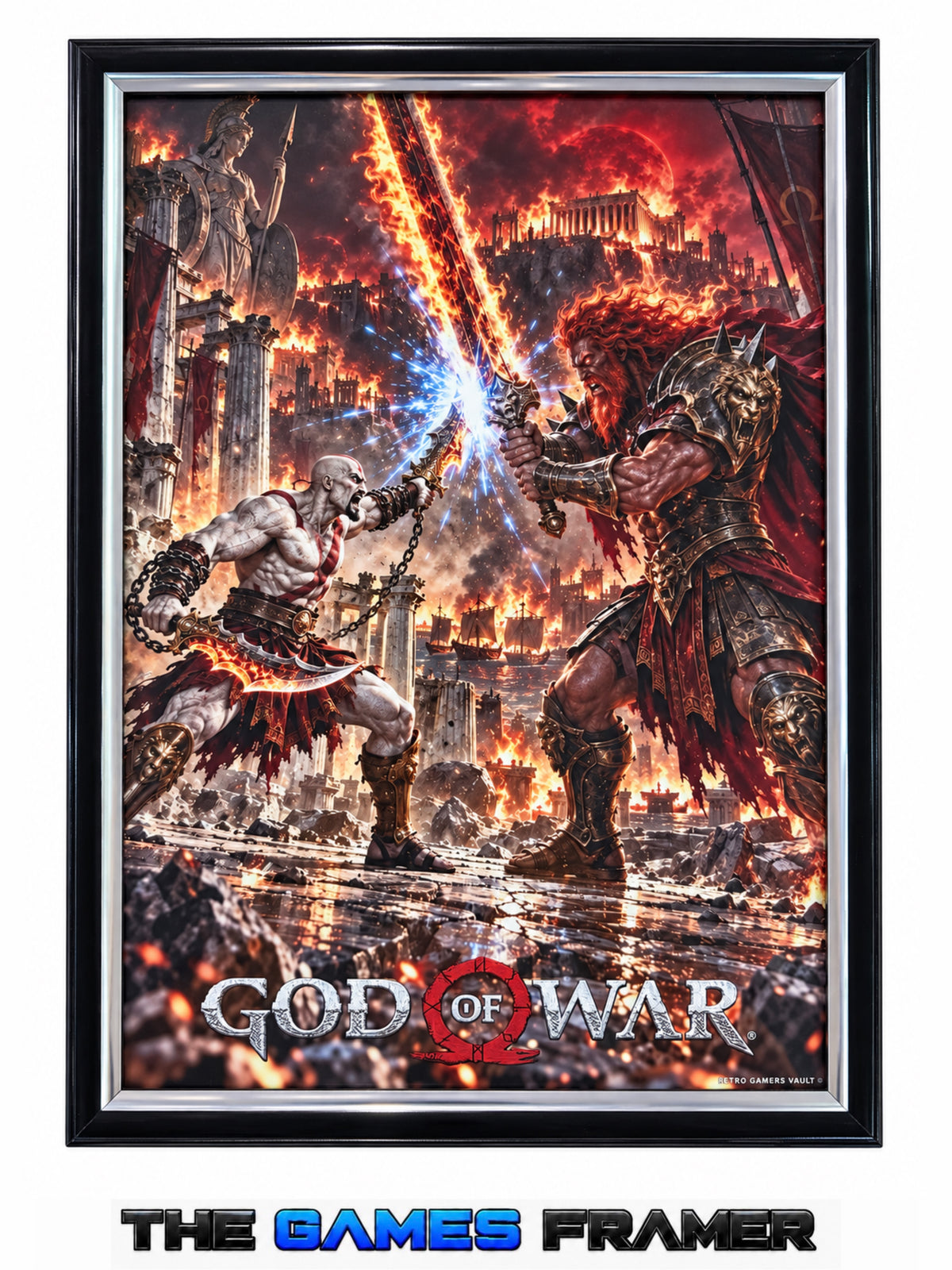 God of War Straight Mount Premium Quality Flat Frame