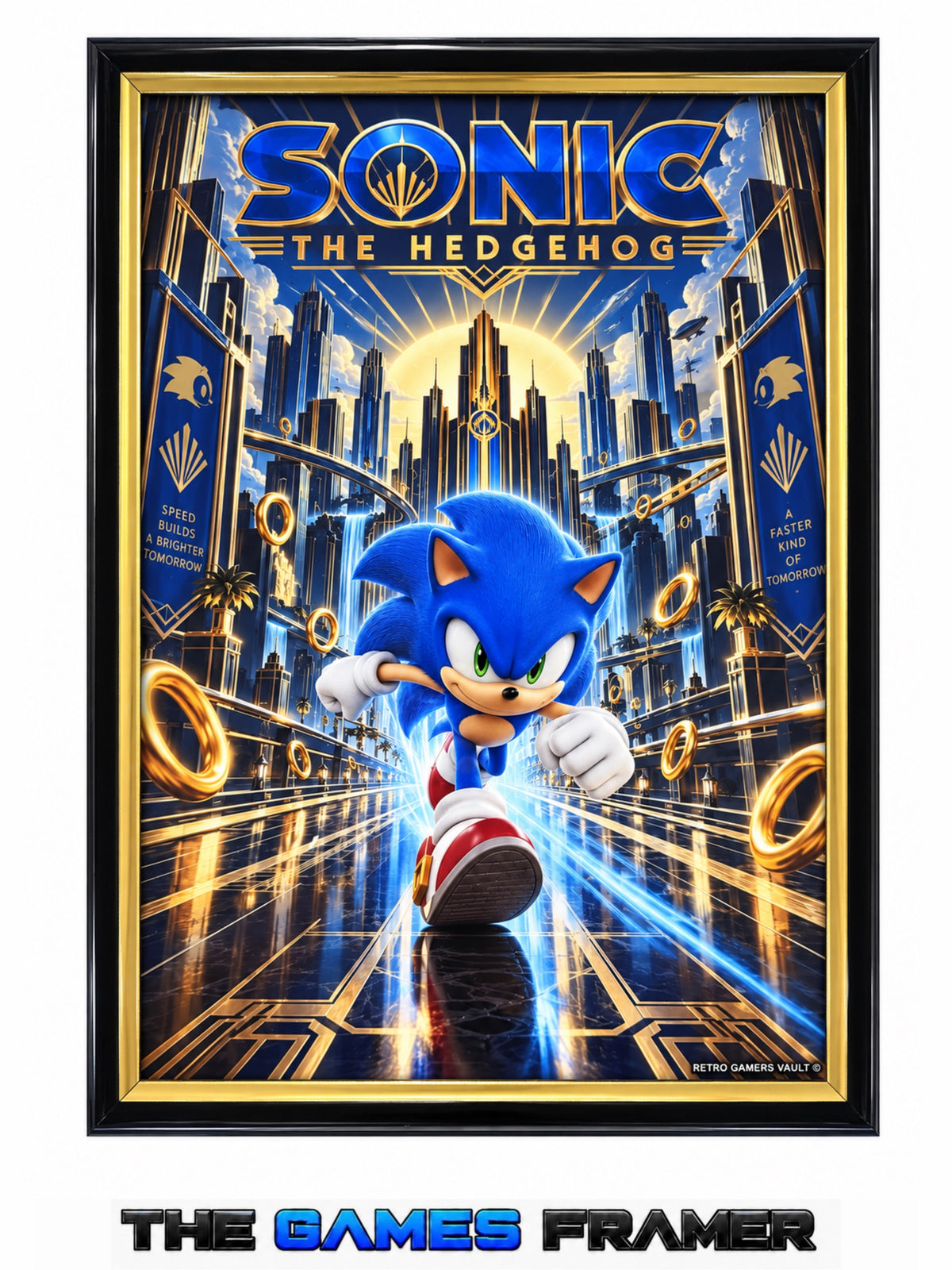 Sonic Rings of Gold Flat Straight Mount Premium Quality Flat Frame
