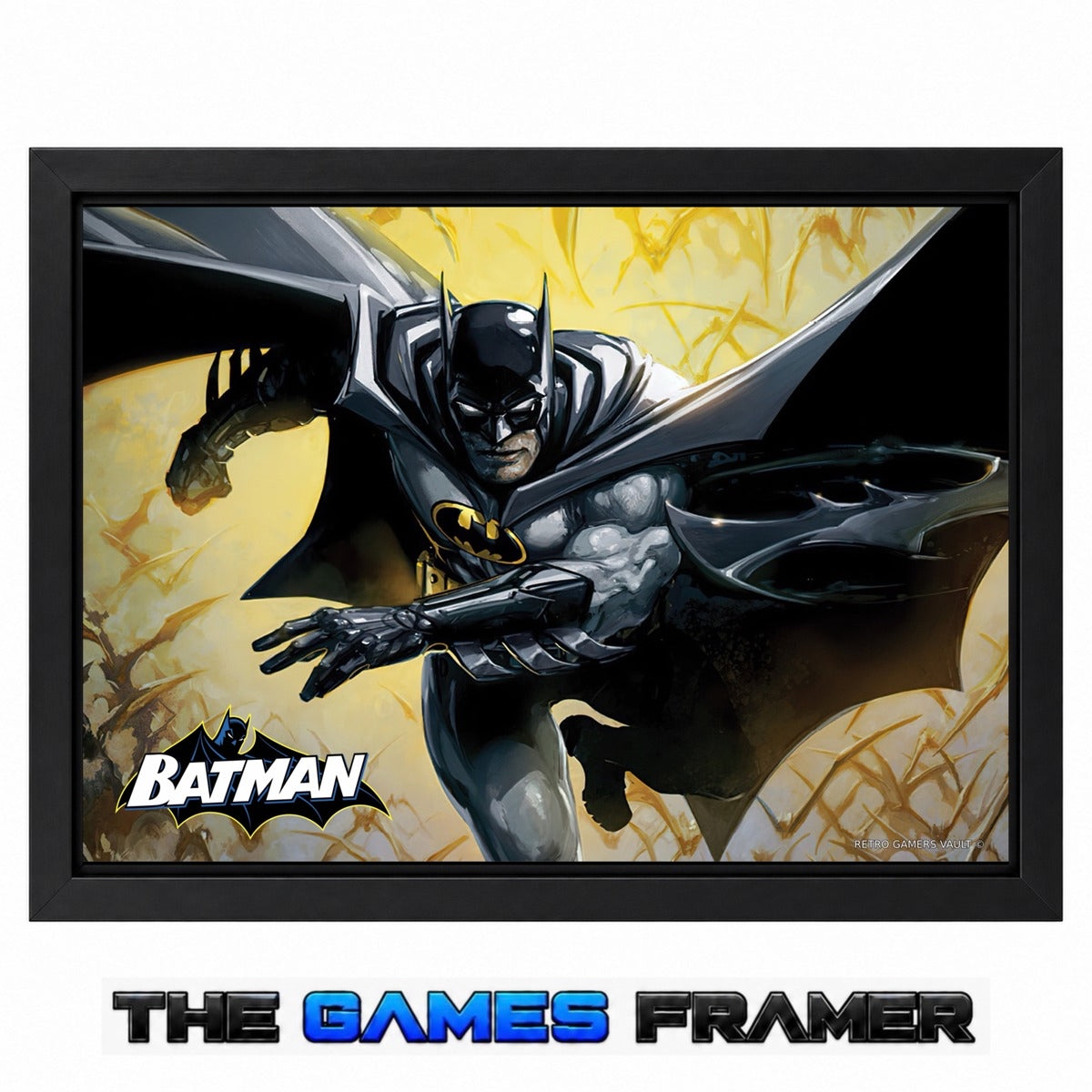 Batman Death from Above Straight Mount Premium Quality Flat Frame