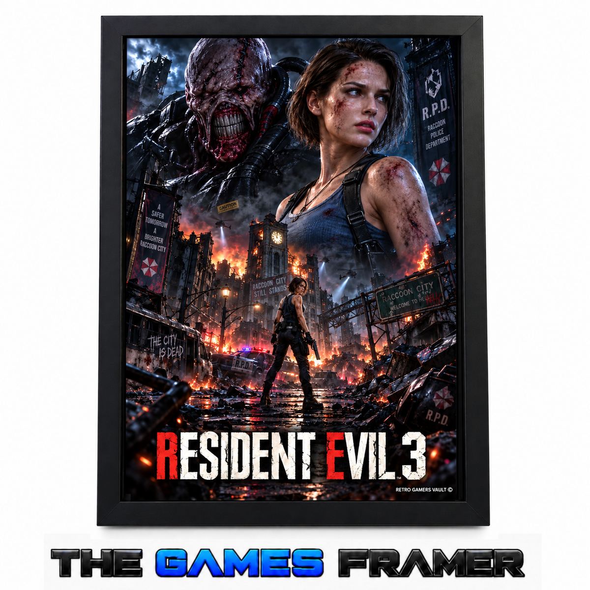 Resident Evil 3 Straight Mount Premium Quality Flat Frame